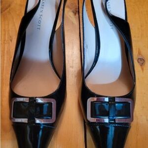 Karen Scott Black Heels with Metallic Buckle